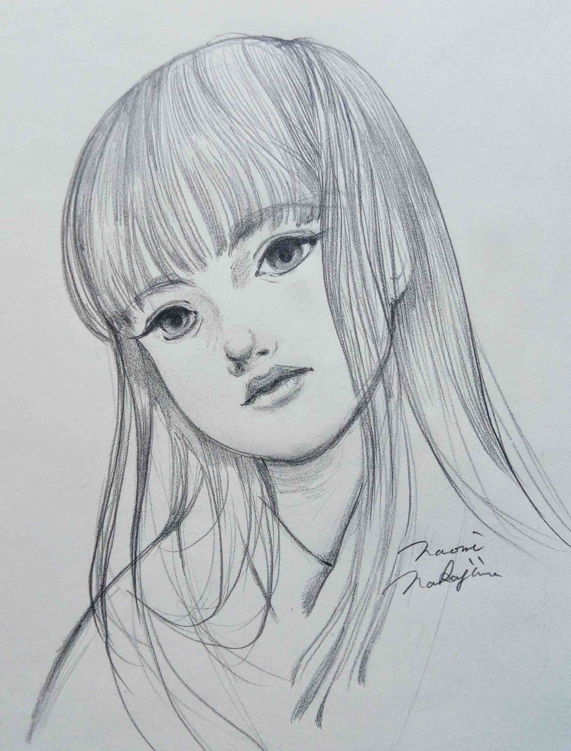 日本の少女　鉛筆画